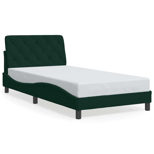 vidaXL Estrutura de cama sem colch&atilde;o 100x200 cm veludo verde-escuro