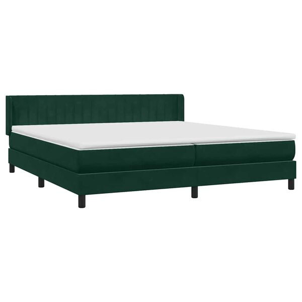 vidaXL Cama com molas/colch&atilde;o 180x220 cm veludo verde-escuro