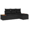 vidaXL Conjunto de Sof&aacute; de Jardim 4 unid. Preto vime PE