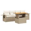 vidaXL 5 pcs conjunto de sof&aacute;s p/ jardim com almofad&otilde;es vime PE bege