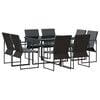 vidaXL Conjunto de Jantar para Jardim 9 pcs Preto A&ccedil;o