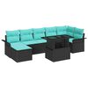vidaXL Conjunto de Sof&aacute; de Jardim 8 pcs Preto Rattan de Polipropileno