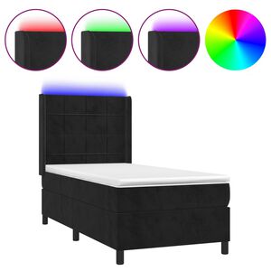 vidaXL Cama box spring c/ colch&atilde;o/LED 100x200 cm veludo preto