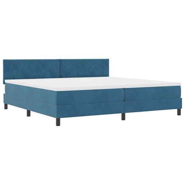 vidaXL Cama Box Spring LED com colch&atilde;o Azul Escuro 200 x 200 cm Veludo