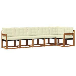 vidaXL Conjunto de Sof&aacute;s para Exterior 6 pcs Natural e Creme