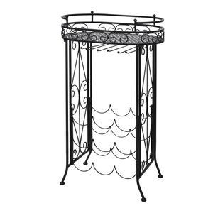 vidaXL Garrafeira de metal, mesa com ganchos para 9 garrafas de vinho