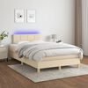 vidaXL Cama box spring c/ colch&atilde;o e LED 120x200 cm tecido cor creme
