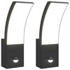 vidaXL Candeeiros parede LED exterior c/ sensor 2 pcs alum&iacute;nio preto