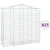 vidaXL Cestos gabi&atilde;o arqueados 25 pcs 200x50x180/200 ferro galvanizado