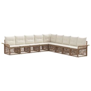 vidaXL Conjunto de Sof&aacute; de Jardim 9 pcs Bege vime PE