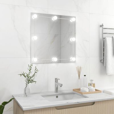 vidaXL Espelho de parede com luzes LED vidro quadrado