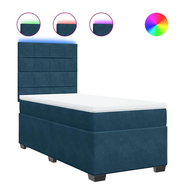 vidaXL Cama boxspring com colch&atilde;o 100x200 cm veludo azul
