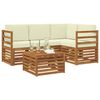 vidaXL Conjunto de Sof&aacute;s para Exterior 5 pcs Natural e Creme