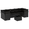 vidaXL 8 pcs conjunto sof&aacute;s de jardim com almofad&otilde;es vime PE preto