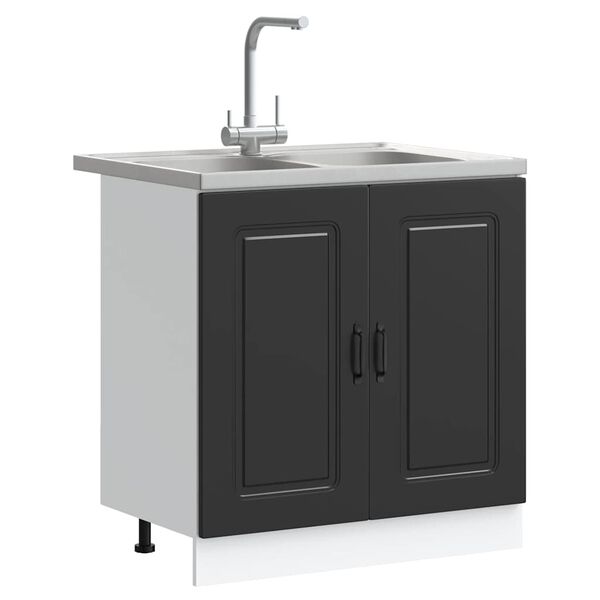 vidaXL Arm&aacute;rio de Cozinha Kalmar 2 pcs Preto 80 x 46 x 81.5 cm