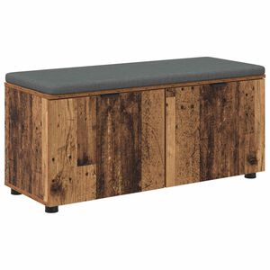 vidaXL Banco de Hall com almofada Madeira antiga 100 x 38 x 46 cm