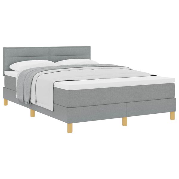 vidaXL Cama Box com colch&atilde;o Cinzento-claro 140 x 190 cm tecido
