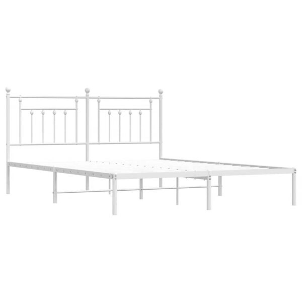 vidaXL Estrutura de cama com cabeceira 183x213 cm metal branco