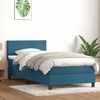 vidaXL Cama com molas/colch&atilde;o 100x220 cm veludo azul-escuro