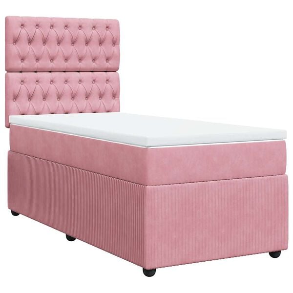 vidaXL Cama com molas/colch&atilde;o 100x200 cm veludo rosa