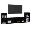 vidaXL 3 pcs conjunto de m&oacute;veis de TV contraplacado preto brilhante