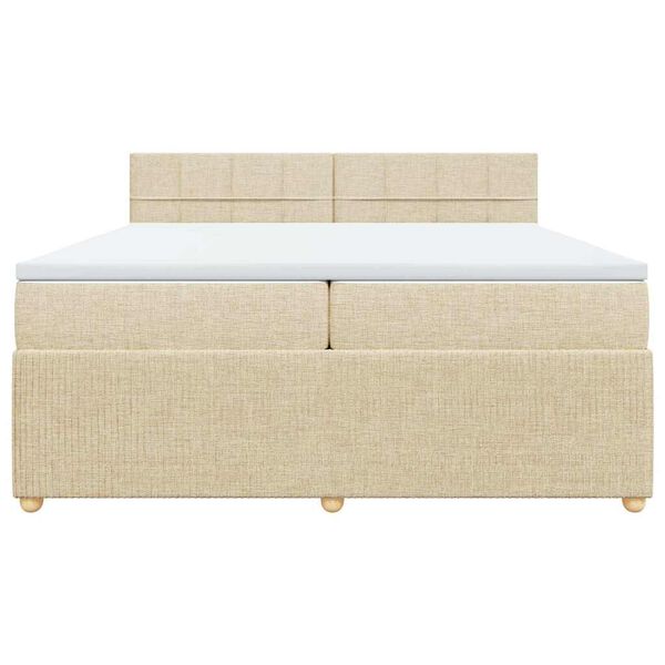 vidaXL Cama com molas/colch&atilde;o 200x200 cm tecido cor creme