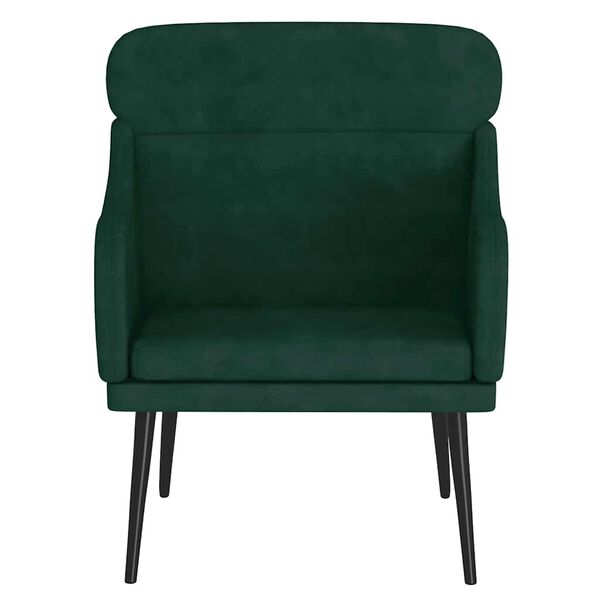 vidaXL Cadeira c/ apoio de bra&ccedil;os 63x76x80 cm veludo verde-escuro
