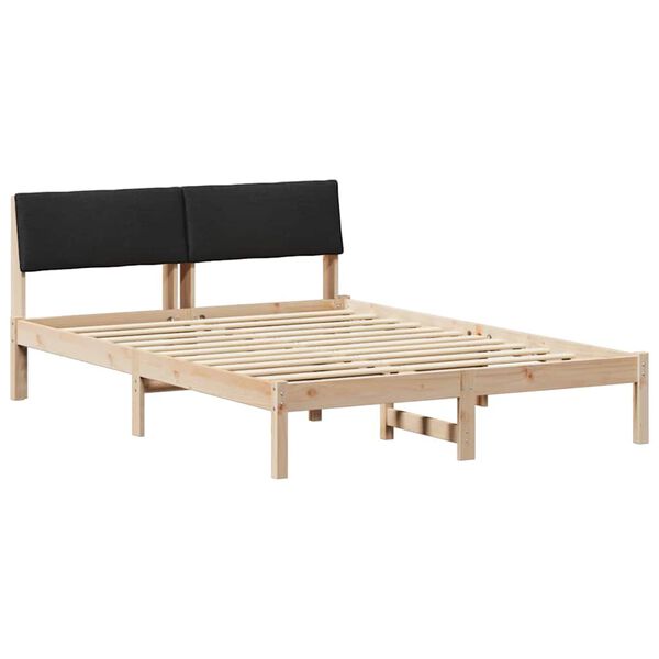 vidaXL Estrutura da cama com cabeceira Castanho e preto 135 x 190 cm