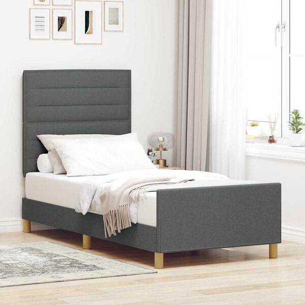 vidaXL Estrutura da Cama Cinzento escuro 80 x 200 cm tecido