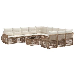 vidaXL Conjunto de Sof&aacute; de Jardim 12 pcs Bege e Branco Creme vime PE