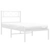 vidaXL Estrutura de cama em metal com cabeceira 107x203 cm branco