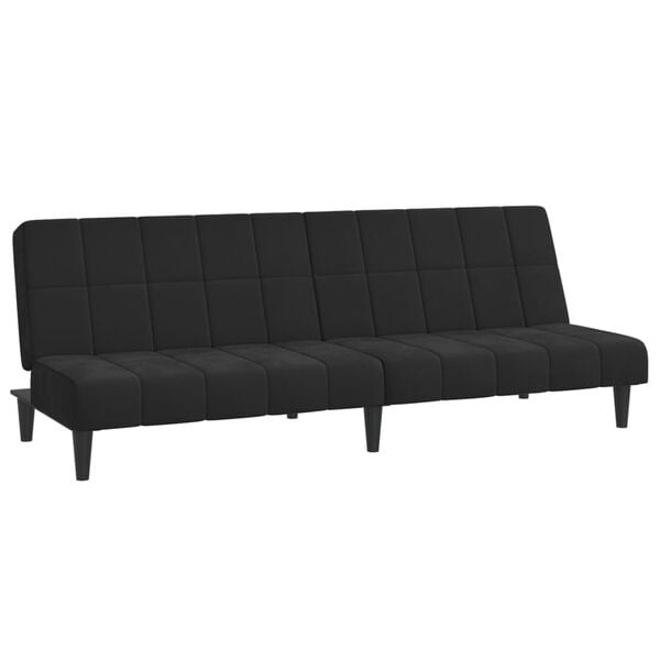 vidaXL Sof&aacute;-cama de 2 lugares veludo preto