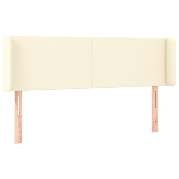 vidaXL Cabeceira de cama c/ LED 147x16x78/88 cm couro artificial cr&egrave;me