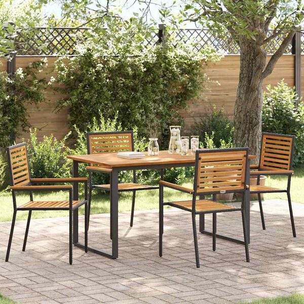 vidaXL Conjunto de Jantar para Jardim 5 pcs Preto
