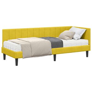 vidaXL Estrutura de Cama de Canto com Colch&atilde;o 2 unid. Amarelo