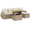 vidaXL 6 pcs conjunto de sof&aacute;s p/ jardim com almofad&otilde;es vime PE bege