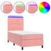 vidaXL Cama box spring c/ colch&atilde;o/LED 90x190 cm veludo rosa