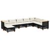 vidaXL 8 pcs conjunto sof&aacute;s de jardim com almofad&otilde;es vime PE preto