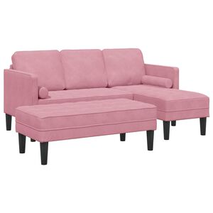 vidaXL Conjunto de Sof&aacute;s com almofada 2 pcs Rosa Poli&eacute;ster