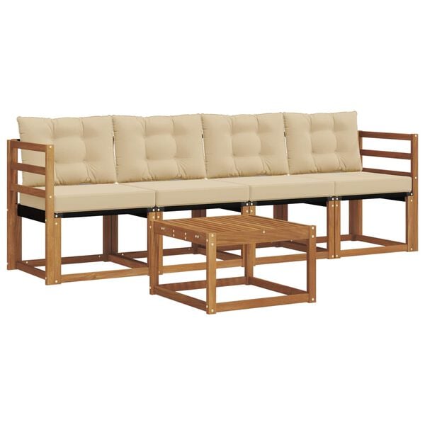 vidaXL Conjunto de Sof&aacute;s para Exterior 5 pcs Natural e Bege