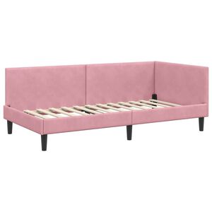 vidaXL Estrutura de Cama de Canto Rosa 80 cm x 200 cm Veludo