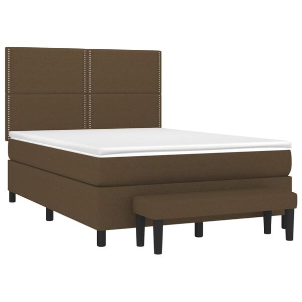 vidaXL Cama com molas/colch&atilde;o 140x190 cm tecido castanho-escuro
