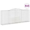 vidaXL Cestos gabi&atilde;o arqueados 15 pcs 400x50x160/180 ferro galvanizado