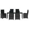 vidaXL Conjunto de Jantar para Jardim com almofada 7 pcs Preto vime PE