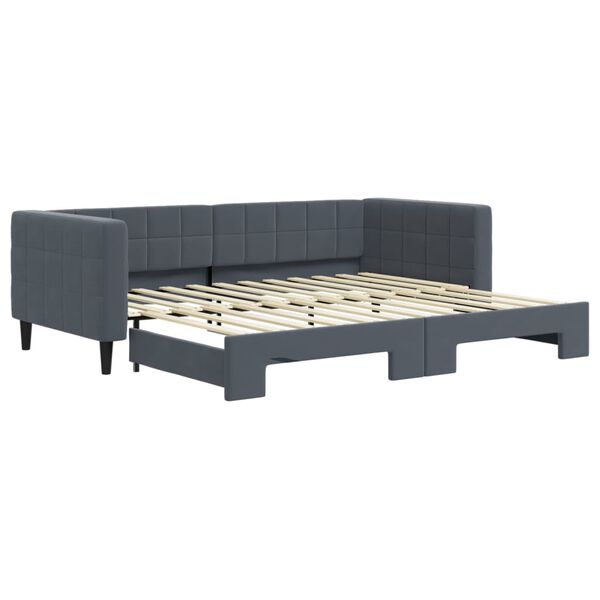 vidaXL Sof&aacute;-cama com gavet&atilde;o 90x200 cm veludo cinzento-escuro
