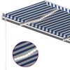 vidaXL Toldo retr&aacute;til manual com luzes LED 4x3,5 m azul e branco
