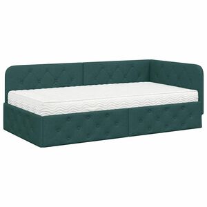 vidaXL Estrutura de Cama de Canto Verde Escuro 100 x 200 cm tecido