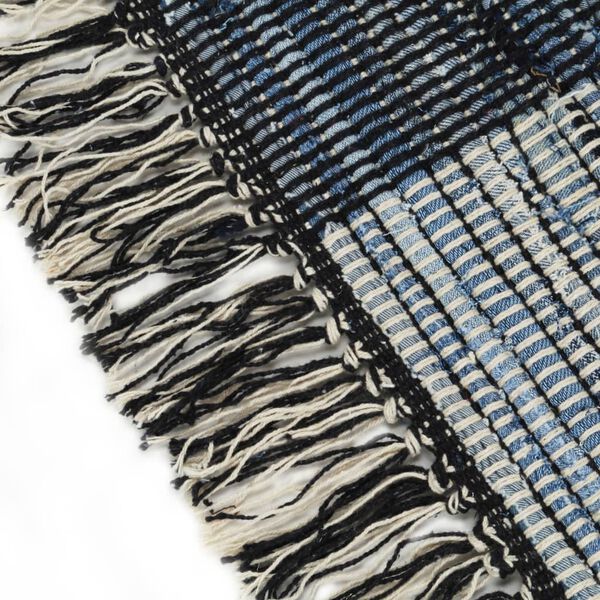 vidaXL Tapete chindi tecido à mão denim 120x170 cm azul