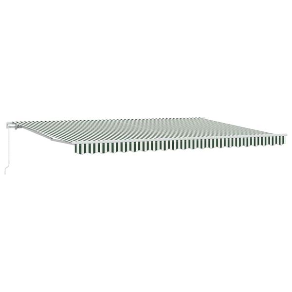 vidaXL Toldo Retr&aacute;til Verde e Branco 500 &times; 300 cm Poli&eacute;ster, Metal