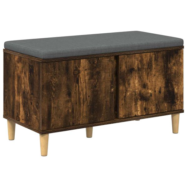 vidaXL Banco de Hall com almofada Carvalho Defumado 60 x 38 x 46 cm